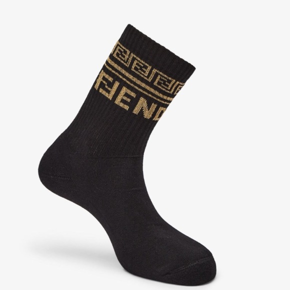 fendace Other - Fendace unisex logo monogram cotton black socks NWT